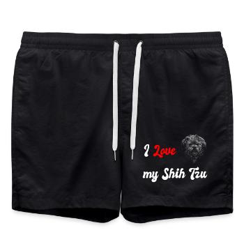 Ich liebe meinen Shih Tzu Hunde Design - Badeshorts - Schwarz - Vorne - AI Model Male 185 light (185cm)