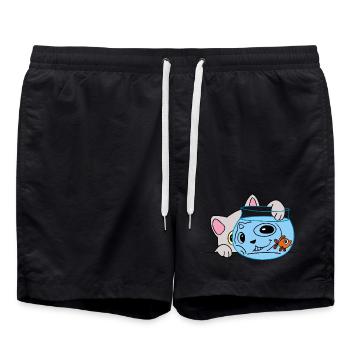 Das Kätzchen und der Fisch - Badeshorts - Schwarz - Vorne - AI Model Male 185 light (185cm)