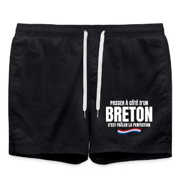 Bretagne, Bretagne humour, je suis Breton - Short de bain - noir - Devant - AI Model Male 185 light (185cm)