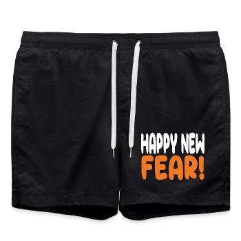 Happy New Fear! - Swim Trunks - black - Front - AI Model Male 185 light (185cm)