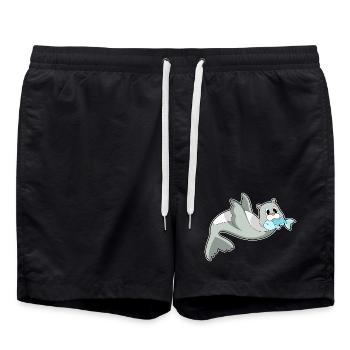 Poisson phoque - Short de bain - noir - Devant - AI Model Male 185 light (185cm)