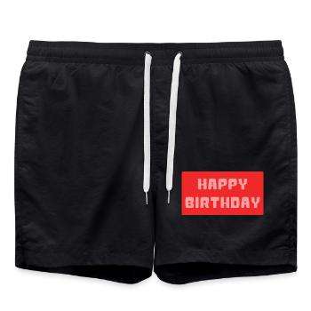 ALLES GUTE ZUM GEBURTSTAG. ALLES GUTE ZUM GEBURTSTAG. JAHRESTAG. - Badeshorts - Schwarz - Vorne - AI Model Male 185 light (185cm)
