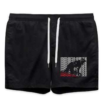 mountainbike silhouette rider text block - Badeshorts - Schwarz - Vorne - AI Model Male 185 light (185cm)