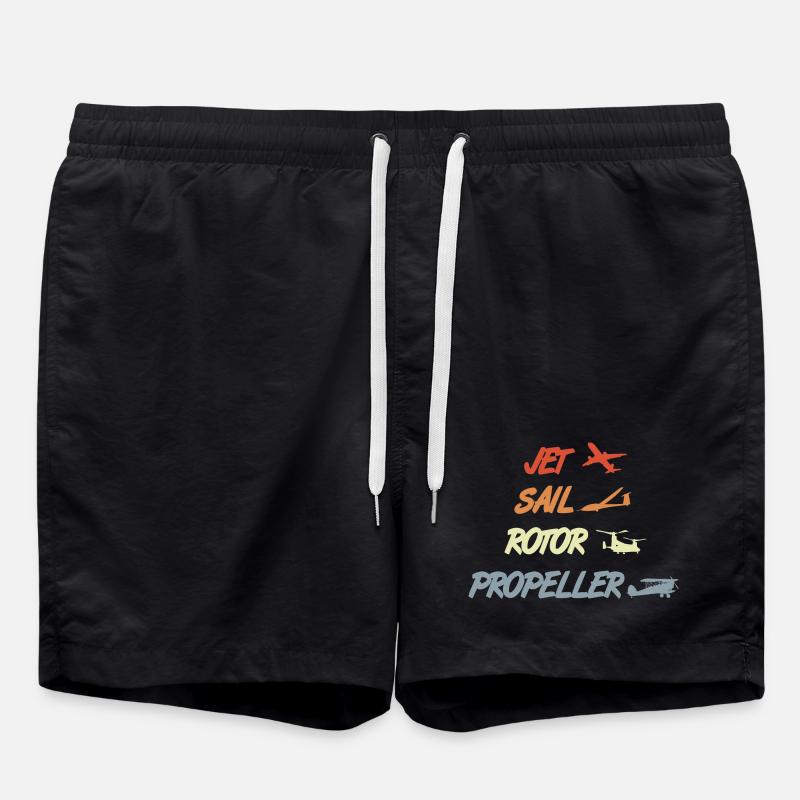 Retro Airplane Models - Swim Trunks - black