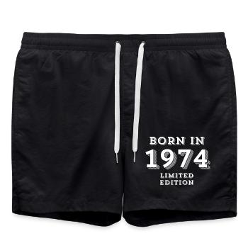 1974, année 1974, année de naissance - Short de bain - noir - Devant - AI Model Male 185 light (185cm)