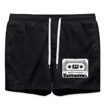 Cassette audio au design rétro - Short de bain - noir - Devant - AI Model Male 185 light (185cm)
