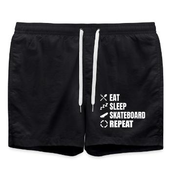 Manger, dormir, faire du skateboard, répéter - Short de bain - noir - Devant - AI Model Male 185 light (185cm)