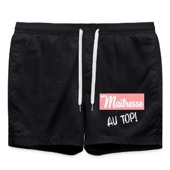 GELIEBTE. VIELEN DANK. DANKE, HERRIN - Badeshorts - Schwarz - Vorne - AI Model Male 185 light (185cm)