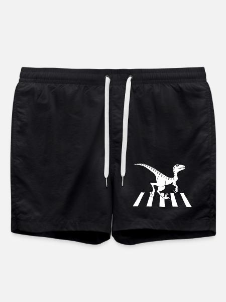 Pedestrian Dinosaur (White) - Swim Trunks - black