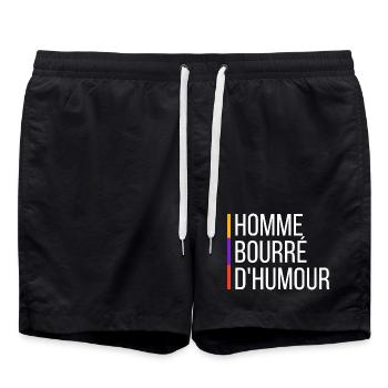 A man full of humour - Swim Trunks - black - Front - AI Model Male 185 light (185cm)