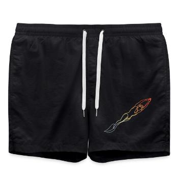 Schwimmen Retro Stil - Badeshorts - Schwarz - Vorne - AI Model Male 185 light (185cm)