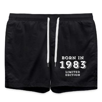 born in 1983, year of birth, 41 years old - Swim Trunks - black - Front - AI Model Male 185 light (185cm)