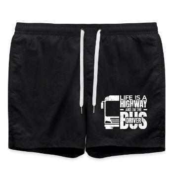 Life is a Highway and I'm the Bus Driver - Badeshorts - Schwarz - Vorne - AI Model Male 185 light (185cm)