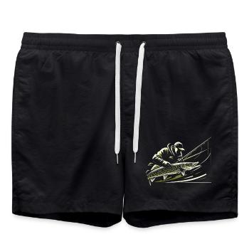 Pêche Pêcheur Brochet Poisson Géant Vert Olive Cadeau - Short de bain - noir - Devant - AI Model Male 185 light (185cm)