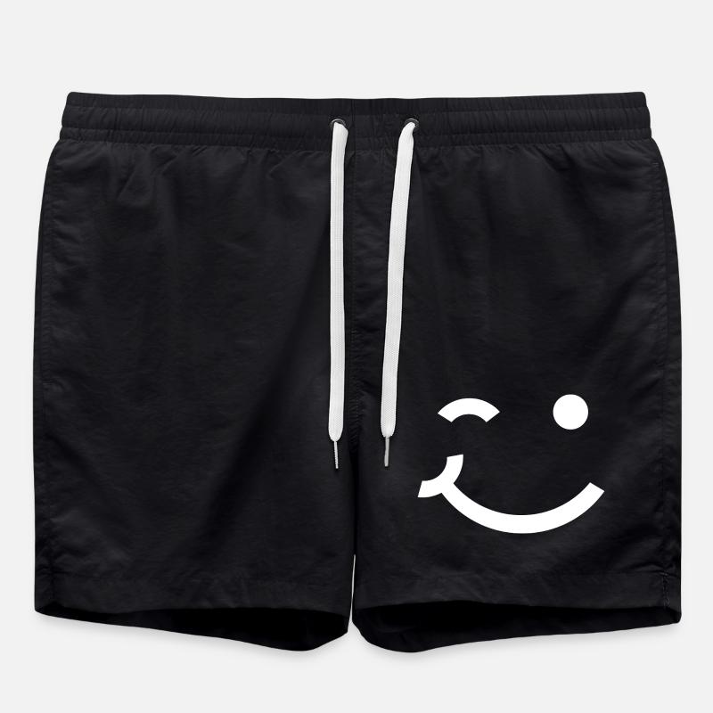Winking face, Wink smile - Swim Trunks - black