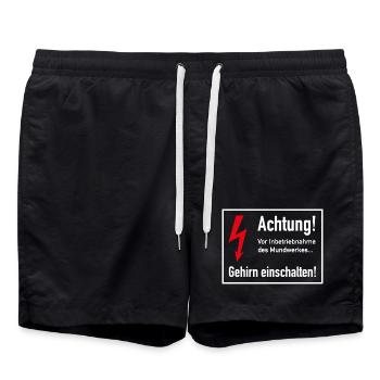 Vor Inbetriebnahme des Mundwerks - Gehirn einsch - Badeshorts - Schwarz - Vorne - AI Model Male 185 light (185cm)