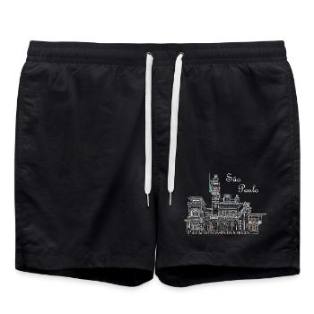 Sao Paulo Brasilien Zeichnung Palast der Industrie - Badeshorts - Schwarz - Vorne - AI Model Male 185 light (185cm)