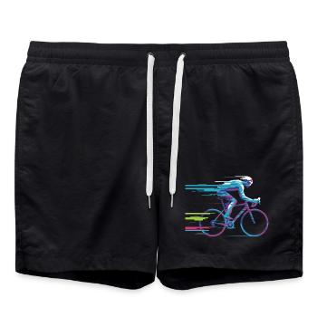 Evolve Your Ride – Glitch Cycling Concept - Badeshorts - Schwarz - Vorne - AI Model Male 185 light (185cm)