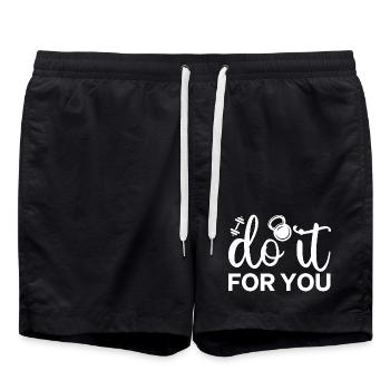 Motivational Fitness Quote with Kettlebell - Swim Trunks - black - Front - AI Model Male 185 light (185cm)