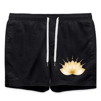 Fleur dorée stylisée de manière transparente - Short de bain - noir - Devant - AI Model Male 185 light (185cm)