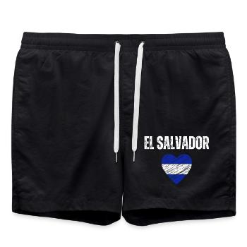 I love El Salvador, Salvadoran flag - Swim Trunks - black - Front - AI Model Male 185 light (185cm)