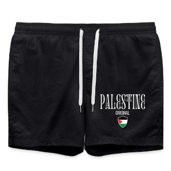 J'aime la Palestine, la Palestine libre - Short de bain - noir - Devant - AI Model Male 185 light (185cm)
