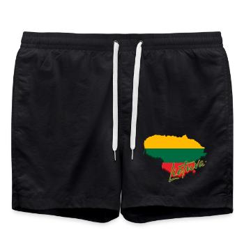Map of Lithuania, flag of Lithuania - Swim Trunks - black - Front - AI Model Male 185 light (185cm)