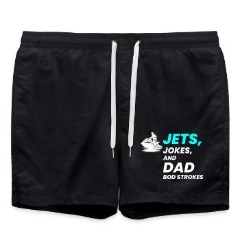 Jets-Witze und Dad Bod Strokes - Badeshorts - Schwarz - Vorne - AI Model Male 185 light (185cm)