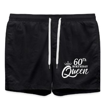 60th birthday queen - Swim Trunks - black - Front - AI Model Male 185 light (185cm)