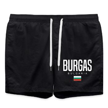 Bourgas, Bulgarie - Short de bain - noir - Devant - AI Model Male 185 light (185cm)