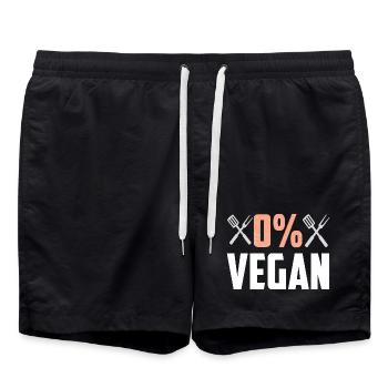 0 percent vegan - Swim Trunks - black - Front - AI Model Male 185 light (185cm)