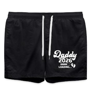 Daddy 2026 Loading Baby Feet Illustration - Swim Trunks - black - Front - AI Model Male 185 light (185cm)
