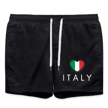 Cœur avec drapeau italien, fierté italienne - Short de bain - noir - Devant - AI Model Male 185 light (185cm)