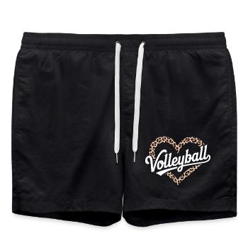 Leopard Herz Volleyball Design - Badeshorts - Schwarz - Vorne - AI Model Male 185 light (185cm)