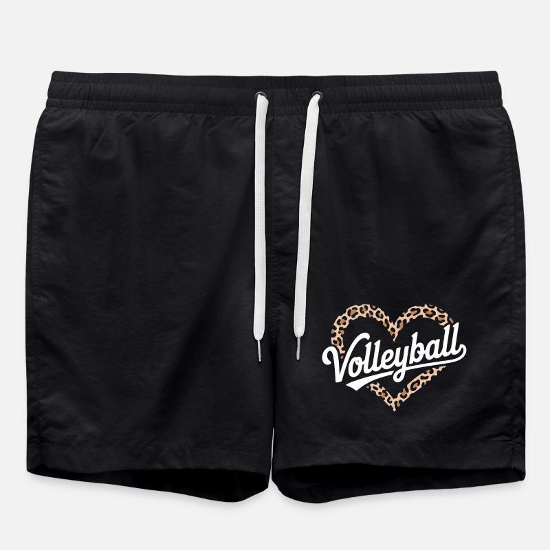 Leopard Heart Volleyball Design - Swim Trunks - black