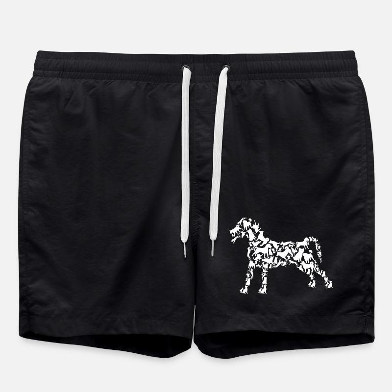 Dog Drawing - Swim Trunks - black