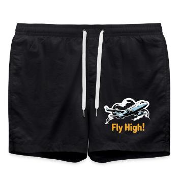 Jet dans le ciel illustration voler haut - Short de bain - noir - Devant - AI Model Male 185 light (185cm)