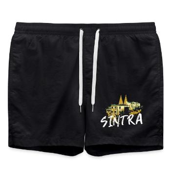 Palais national Sintra illustration Portugal - Swim Trunks - black - Front - AI Model Male 185 light (185cm)