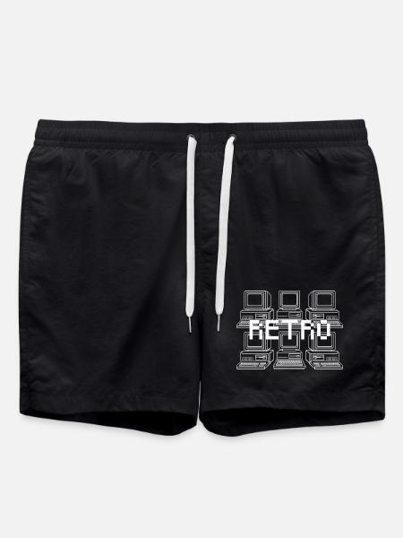 Retro Computer Grid Techno - Swim Trunks - black