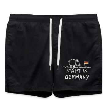 Tondre en Allemagne – Funny Farm Saying Sheep - Short de bain - noir - Devant - AI Model Male 185 light (185cm)