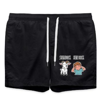 Steinbock - Kein Bock - verschiedene Dinge - Badeshorts - Schwarz - Vorne - AI Model Male 185 light (185cm)