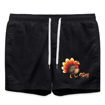 Bébé dinde de Thanksgiving - Short de bain - noir - Devant - AI Model Male 185 light (185cm)