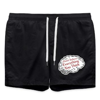 Don't Believe Everything You Think Saying Wisdom - Swim Trunks - black - Front - AI Model Male 185 light (185cm)