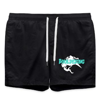 Boulder Bouldern Bouldering  - Badeshorts - Schwarz - Vorne - AI Model Male 185 light (185cm)