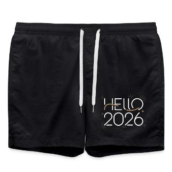 Hallo Neon-Feier 2026 - Badeshorts - Schwarz - Vorne - AI Model Male 185 light (185cm)