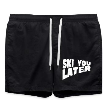 Funny Ski You Later Quote - Swim Trunks - black - Front - AI Model Male 185 light (185cm)