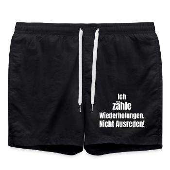 I count repetitions – no excuses - Swim Trunks - black - Front - AI Model Male 185 light (185cm)