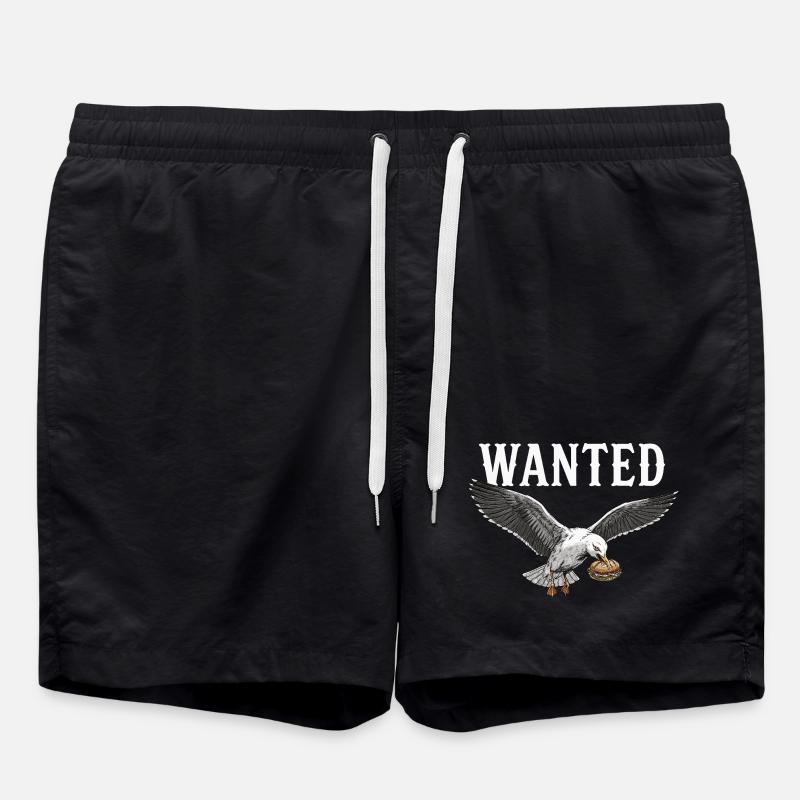 Wanted Fish Roll Seagull - Swim Trunks - black