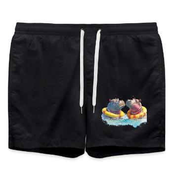 Doppelte Hippo Badespaß - Badeshorts - Schwarz - Vorne - AI Model Male 185 light (185cm)