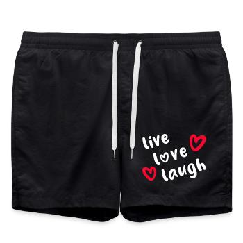 LIVE LOVE LAUGH - Positive Vibes - Swim Trunks - black - Front - AI Model Male 185 light (185cm)